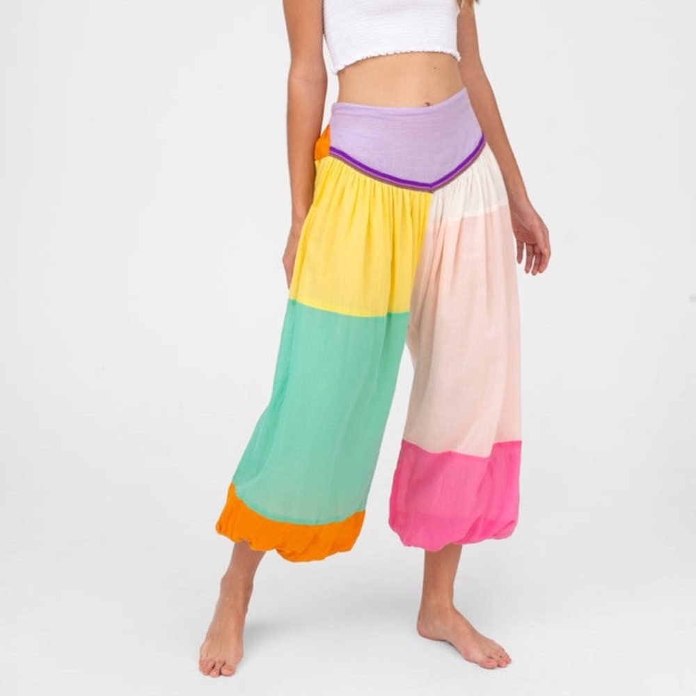 Pitusa rainbow patchwork Aladdin pants